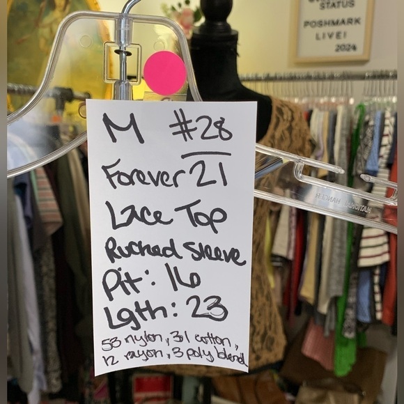 #28 Y2K Forever 21 Ruched Sleeve Tan Lace Knit Blouse Shirt Top Medium - Picture 5 of 5